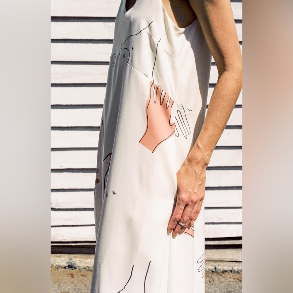 Mr. Larkin Midi V-Neck Dress with Hand-Drawn Print - Picture 3 of 15